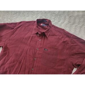 Chaps Ralph Lauren Shirt Mens XL Burgundy Plaid Long Sleeve Button Front Cotton